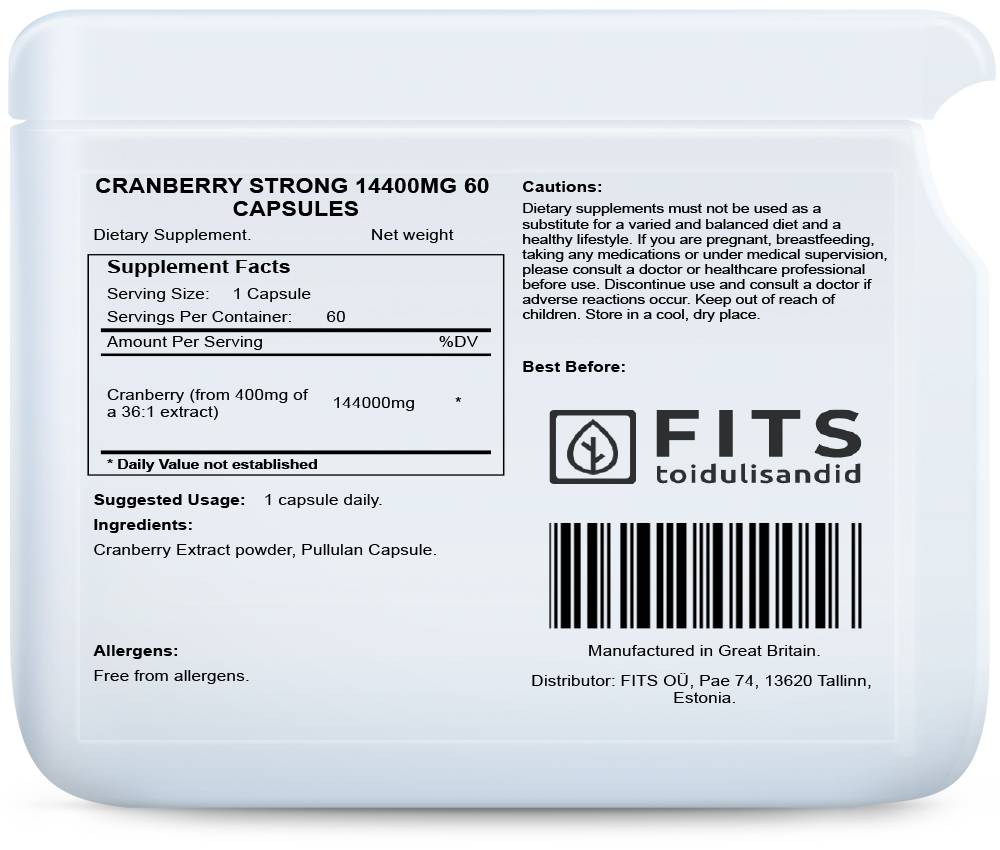 Cranberry Strong 14,400mg 60 capsules - FITS Dietary Supplements