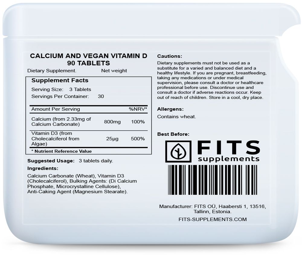 Calcium et Vitamine D Vegan 90 comprimés