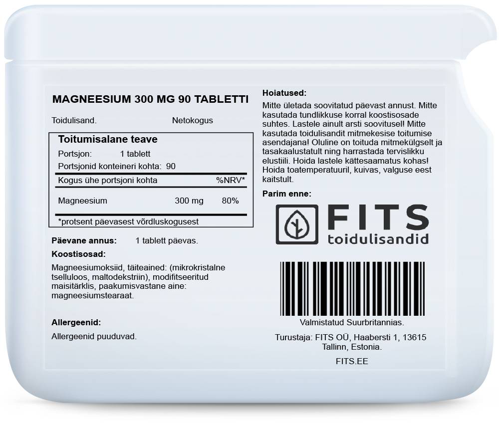 Magnesium 300mg 90 tablets - FITS Dietary Supplements