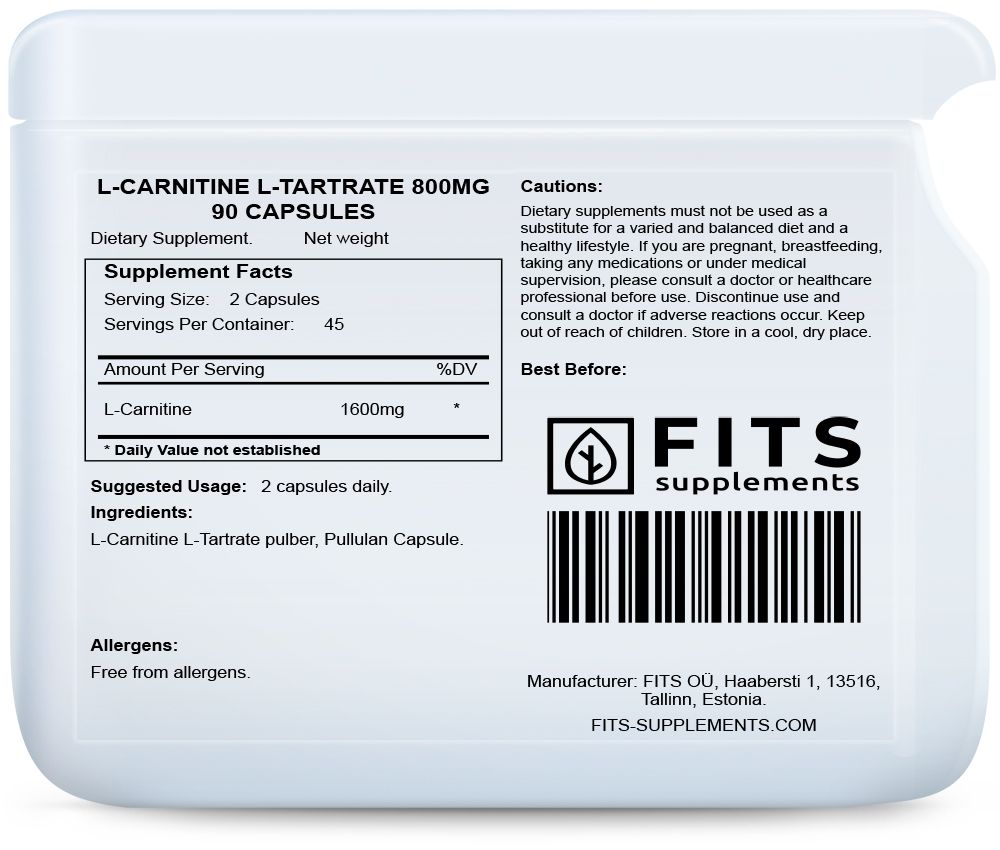 L-Carnitine L-Tartrate 800mg 90 gélules