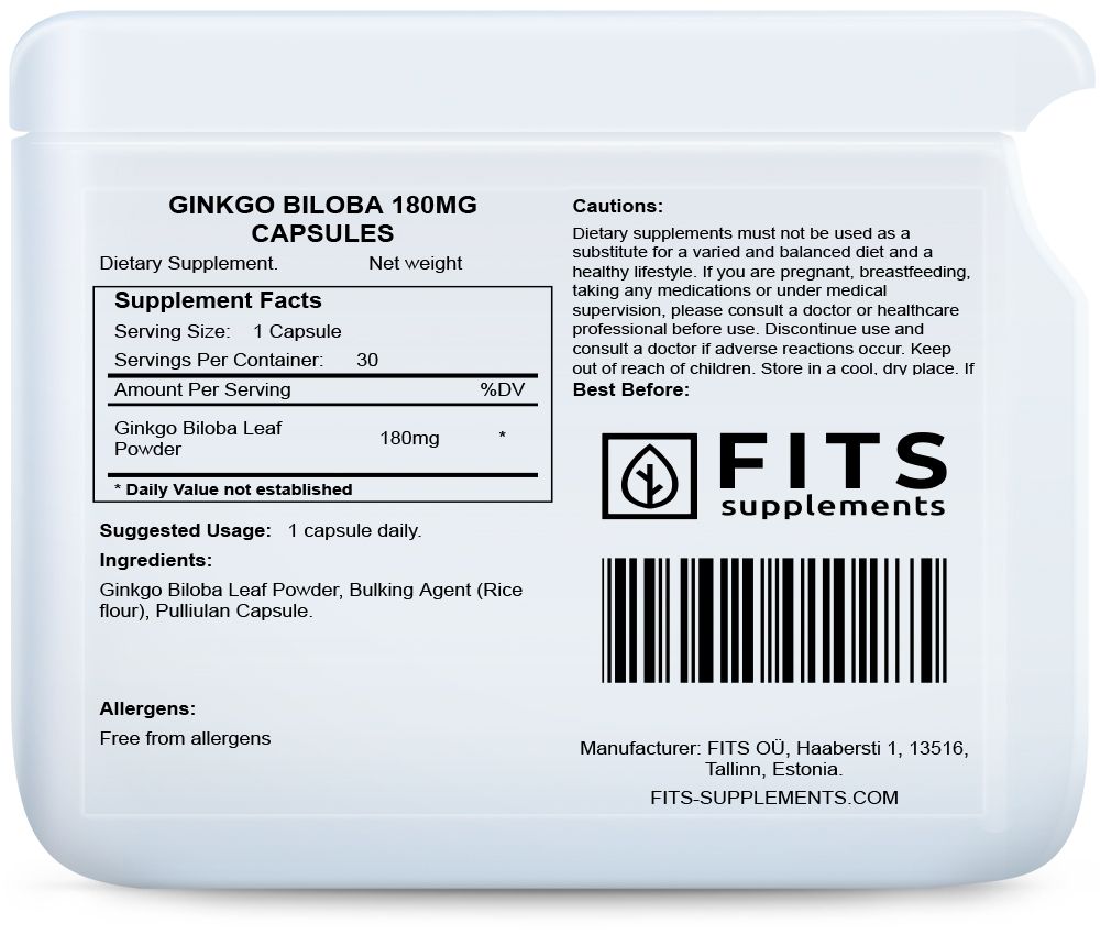 Ginkgo Biloba 180mg 30 gélules