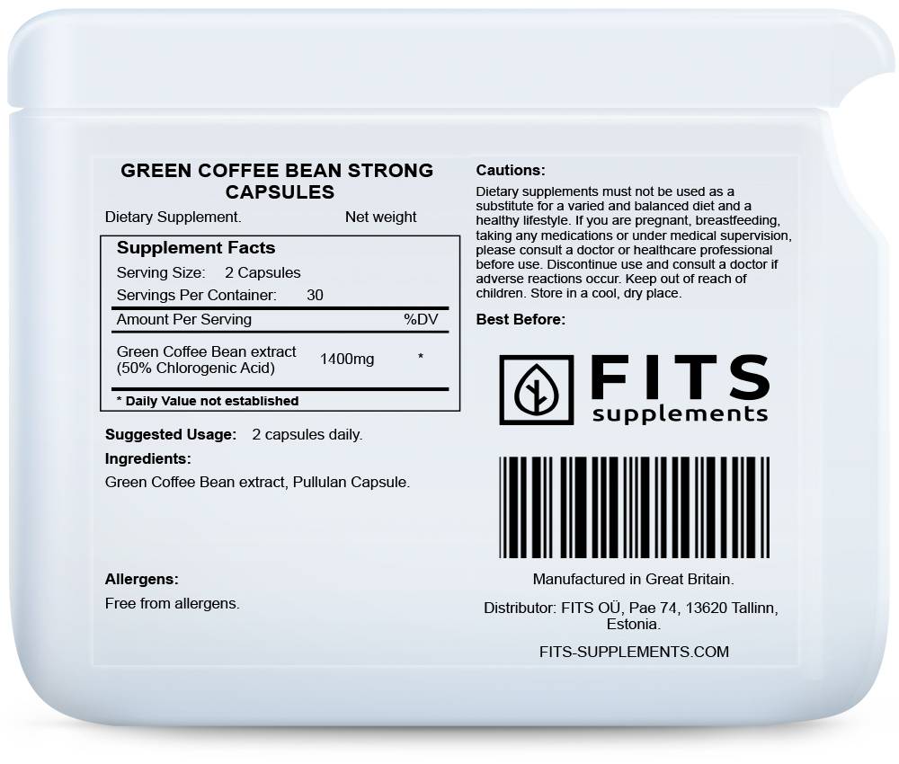 Green Coffee Bean Strong 60 capsules - FITS Dietary Supplements