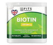 Biotin 5000mcg 90 tablets - FITS Dietary Supplements