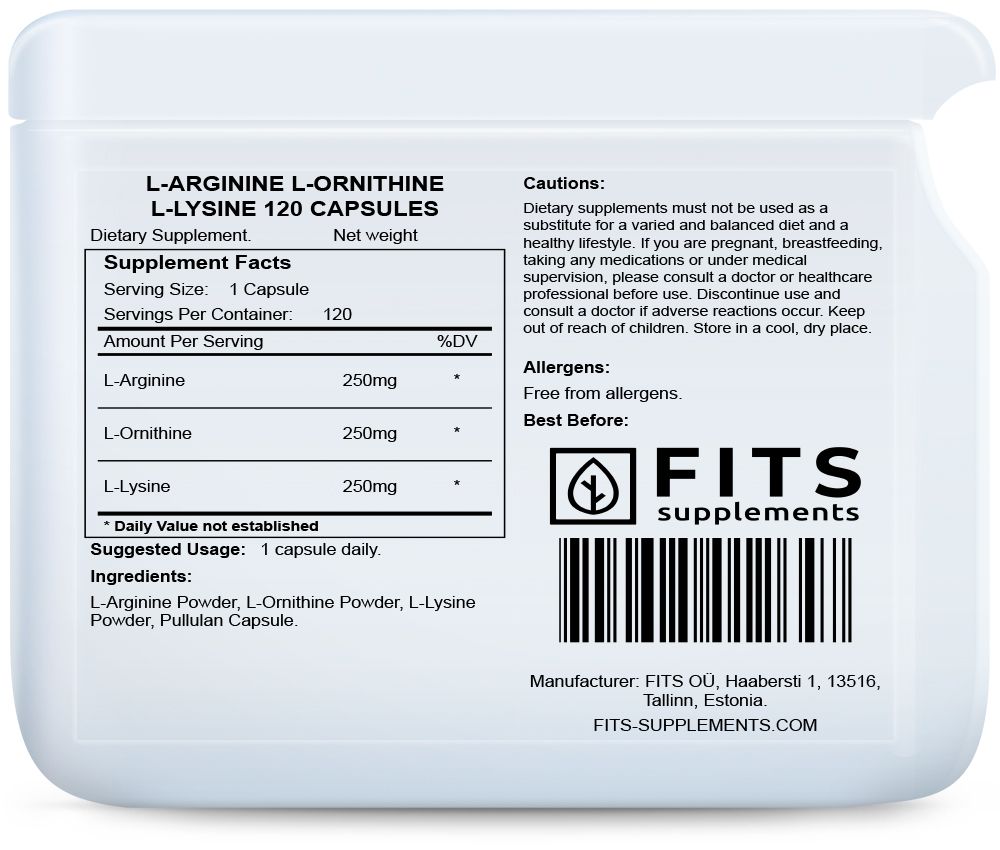L-Arginine L-Ornithine L-Lysine 120 gélules