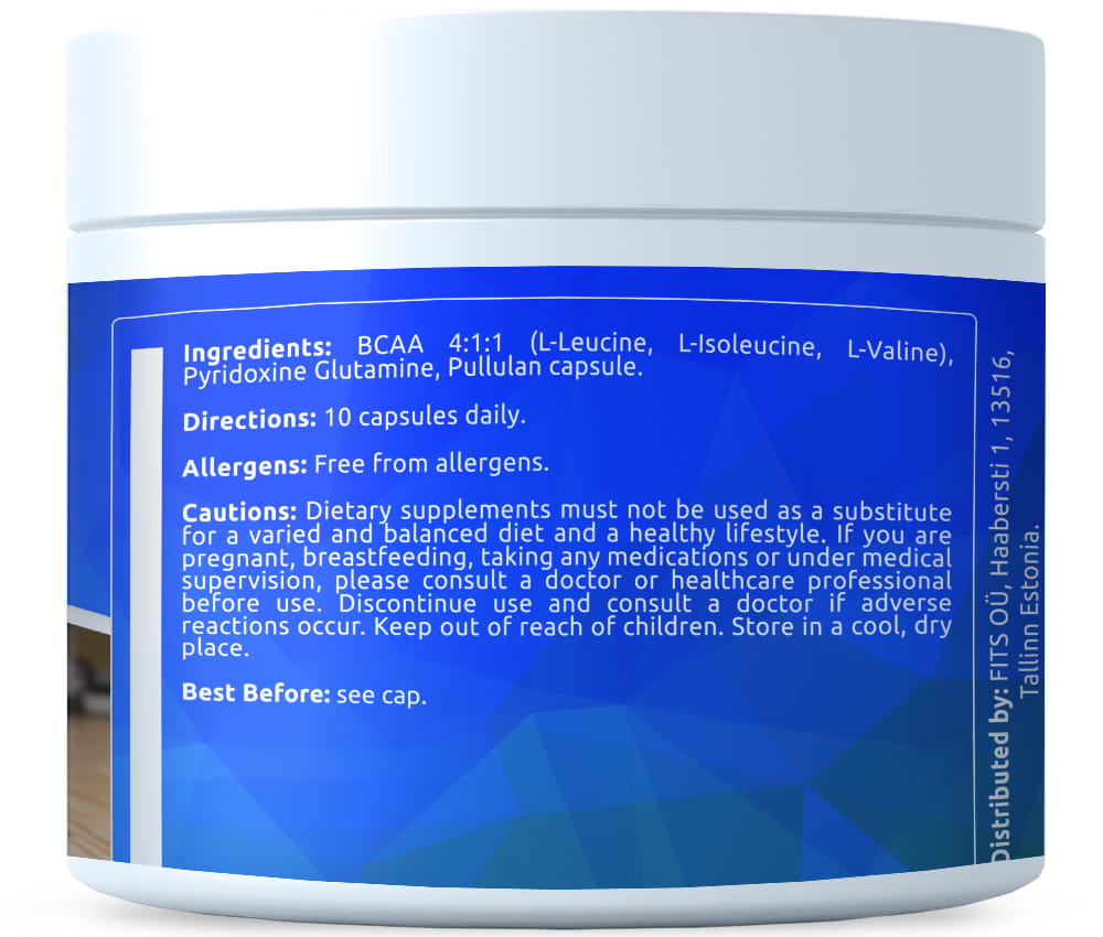 BCAA 4:1:1 with Glutamine and Vitamin B6 300 capsules - FITS Dietary Supplements
