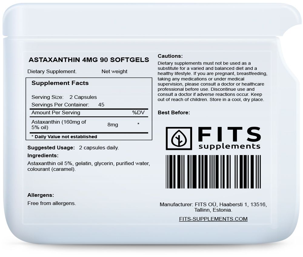 Astaxanthine 4mg 90 softgels