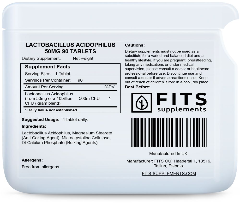 Lactobacillus Acidophilus 50mg 90 comprimés
