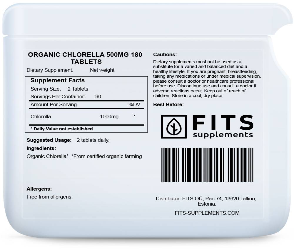Chlorella BIO 500mg 180 tablets - FITS Dietary Supplements