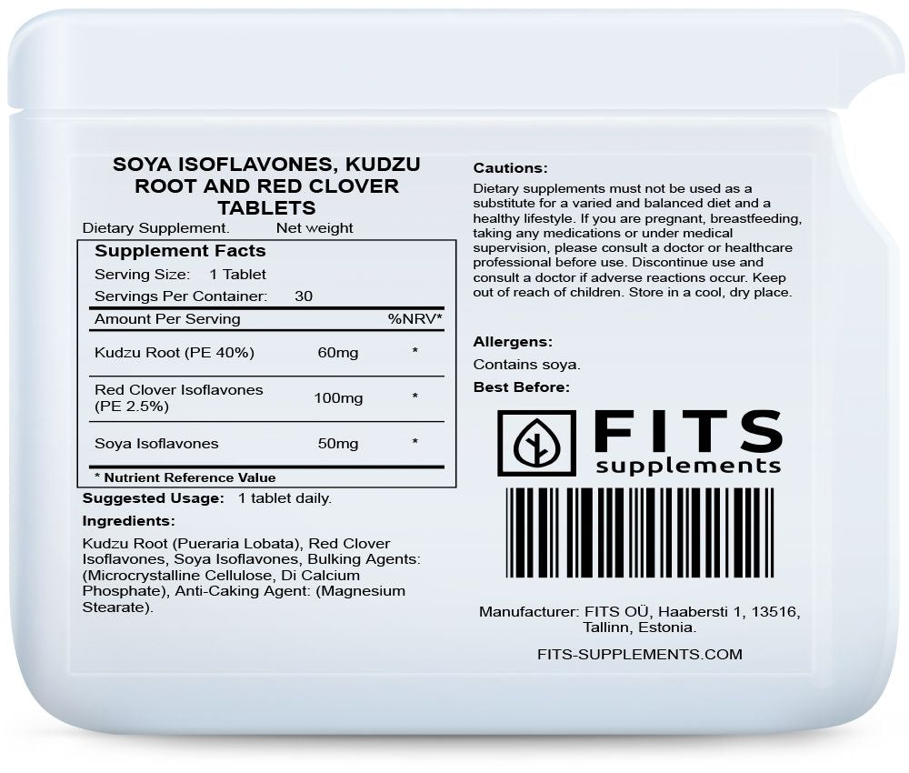 Isoflavones de soja, racine de kudzu et trèfle rouge 30 comprimés