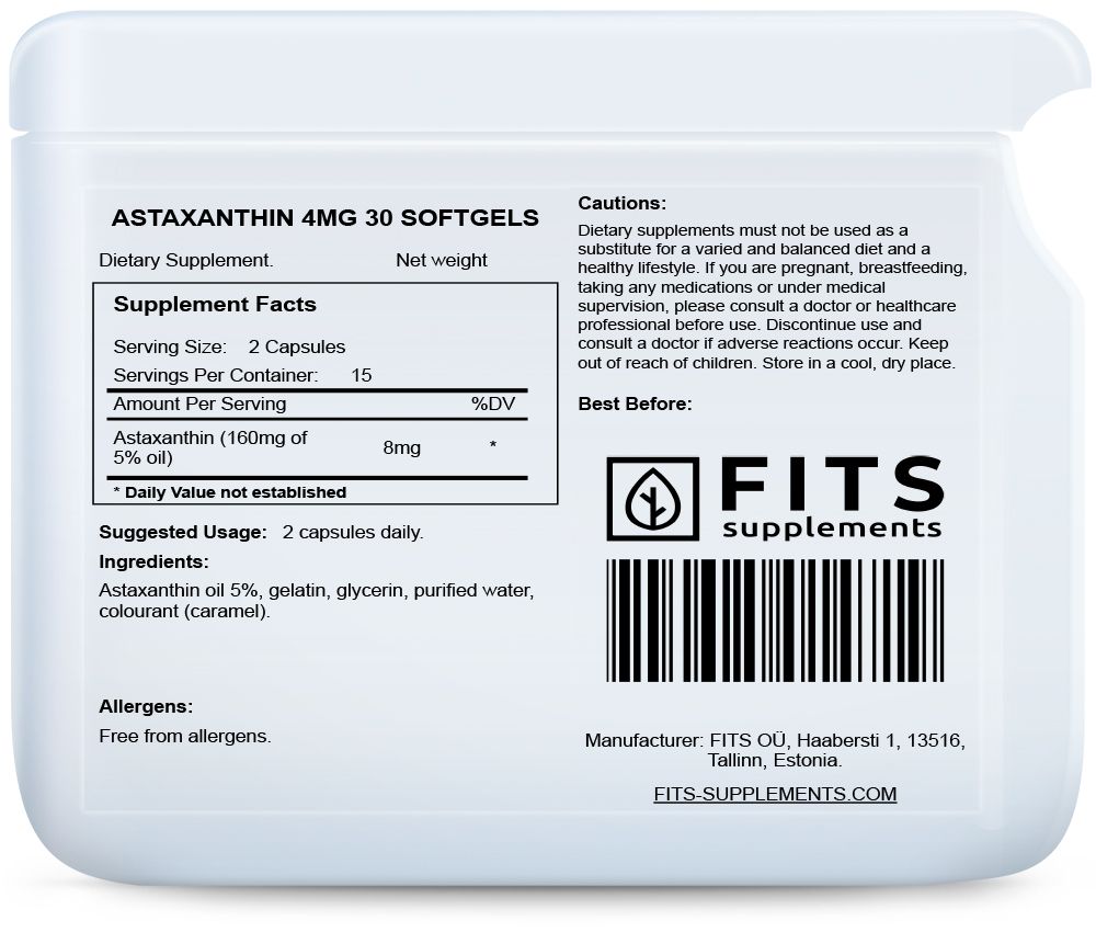 Astaxanthine 4mg 30 softgels