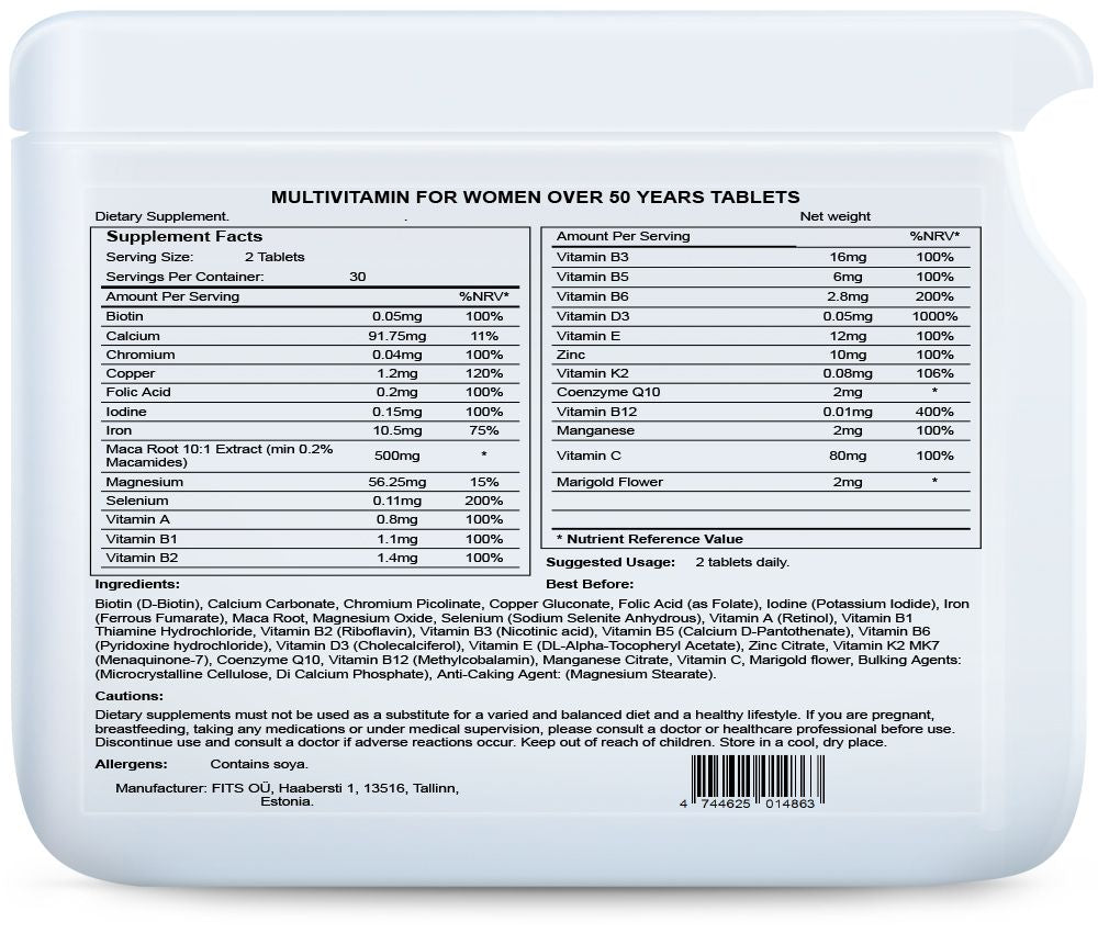 Multivitamine pour les femmes de plus de 50 ans 60 comprimés