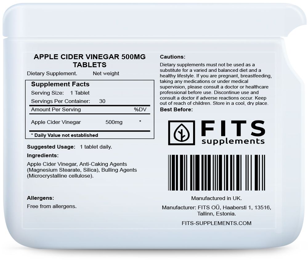 Vinaigre de Cidre de Pomme 500mg 30 comprimés