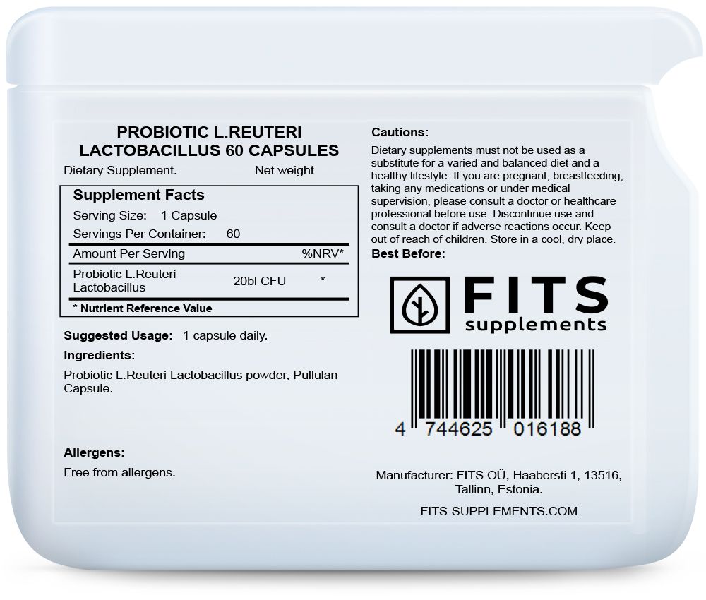 Probiotique L. Reuteri Lactobacillus 60 gélules