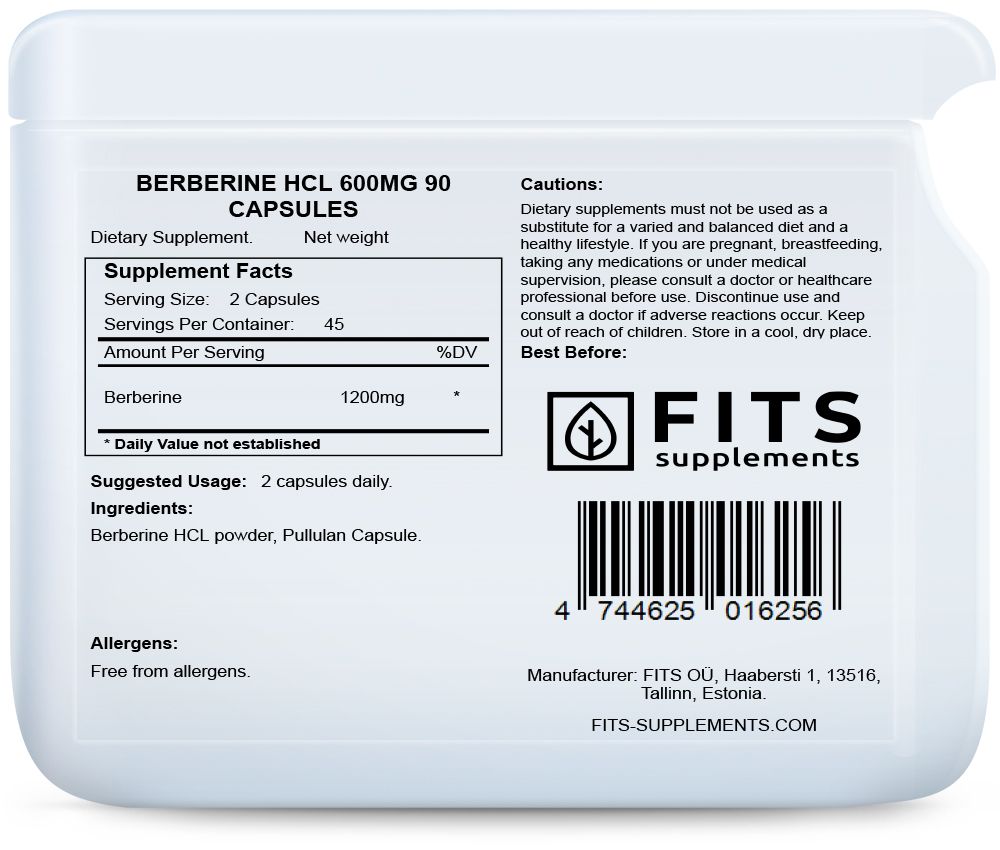 Berbérine HCL 600mg 90 gélules