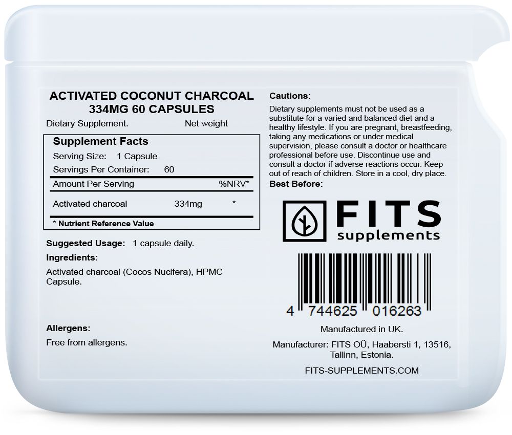 Charbon de Coco Activé 334mg 60 gélules