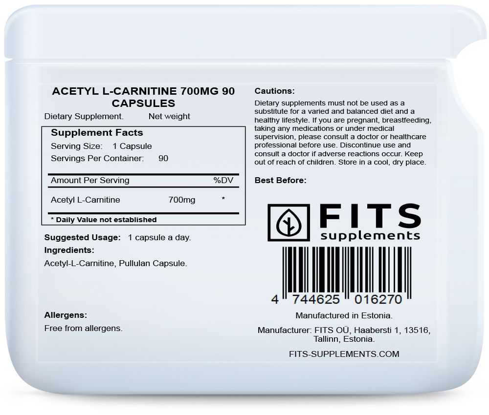 Acétyl-L-Carnitine 700mg 90 gélules