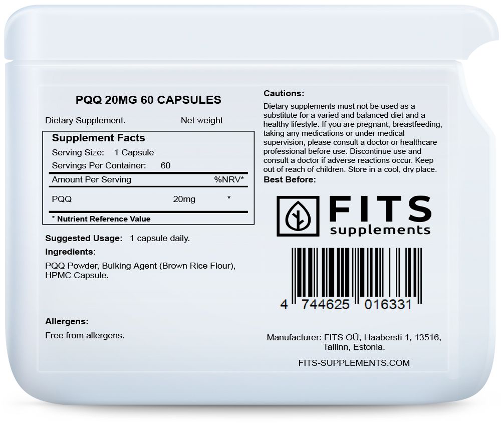 PQQ 20mg 60 gélules