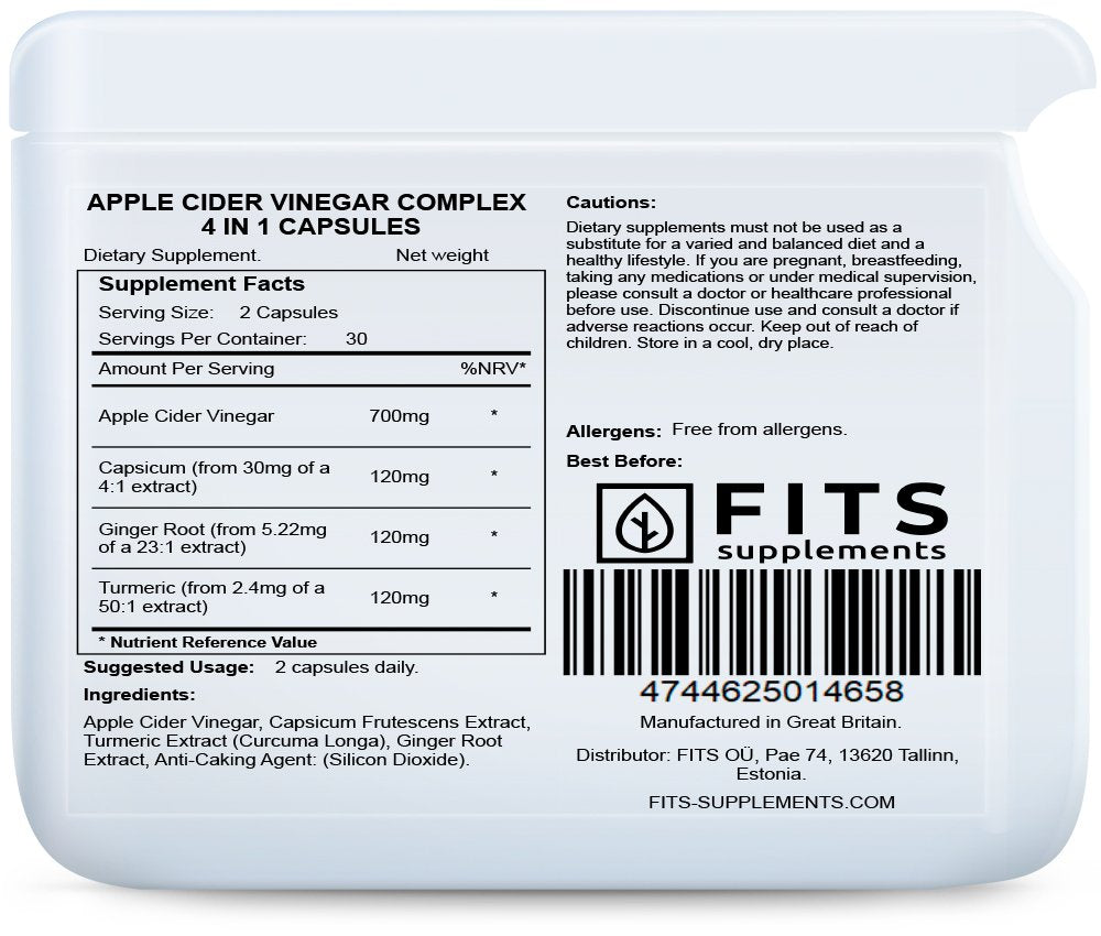 Apple Cider Vinegar Complex 4 in 1 60 capsules - FITS Dietary Supplements