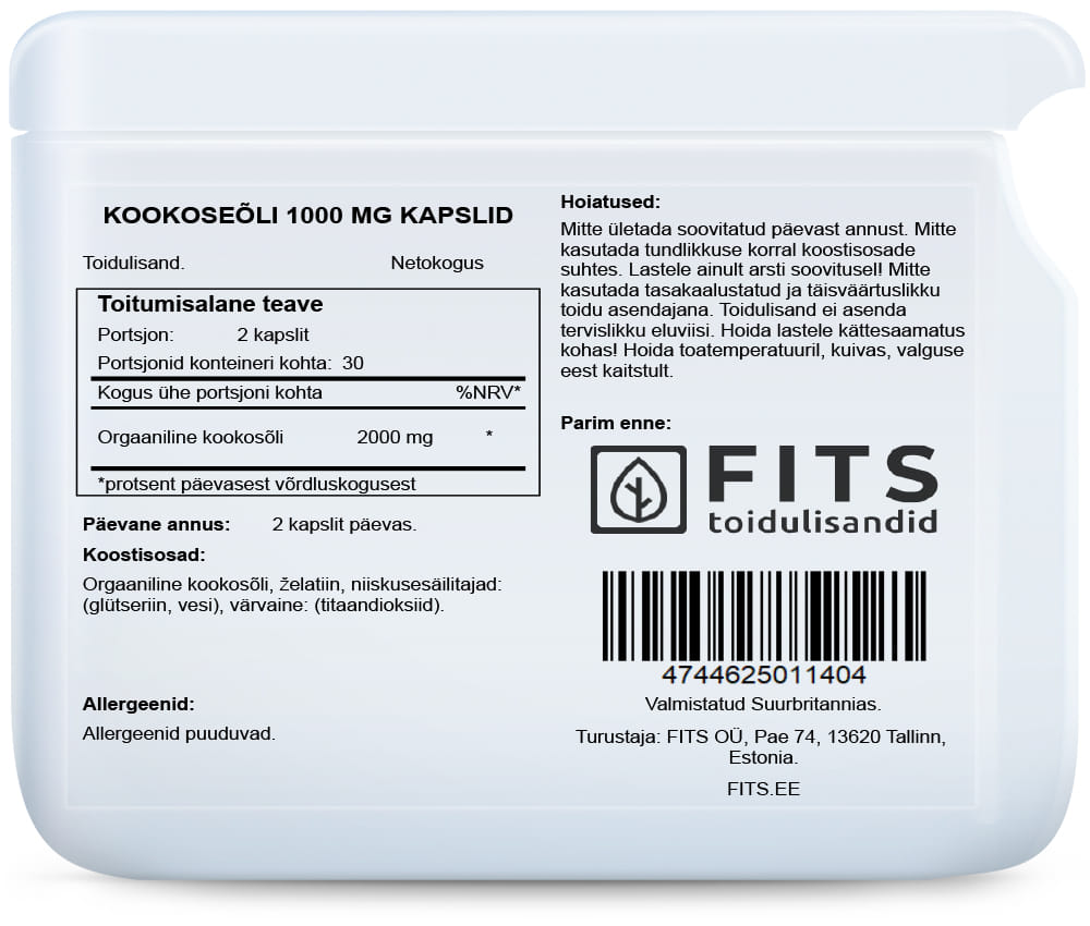 Coconut Oil 1000mg 60 softgels - FITS Dietary Supplements
