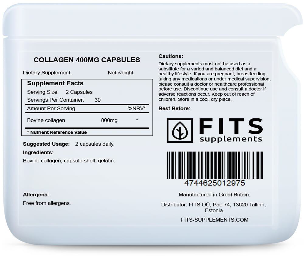 Collagen 400mg 60 capsules - FITS Dietary Supplements