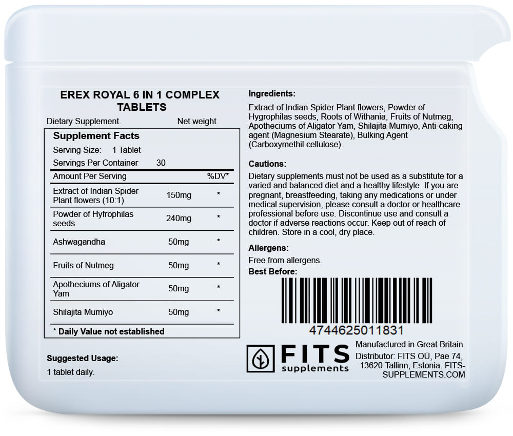 Erex Boost 6 in 1 Complex 30 tablets - FITS Dietary Supplements