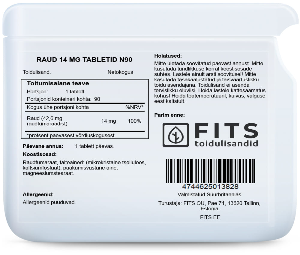 Iron 14mg 90 tablets - FITS Dietary Supplements