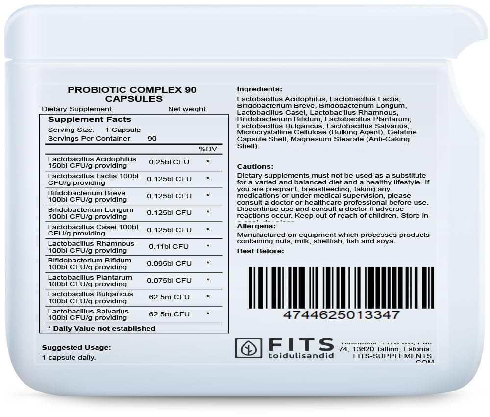 Probiotic Complex 90 capsules - FITS Dietary Supplements
