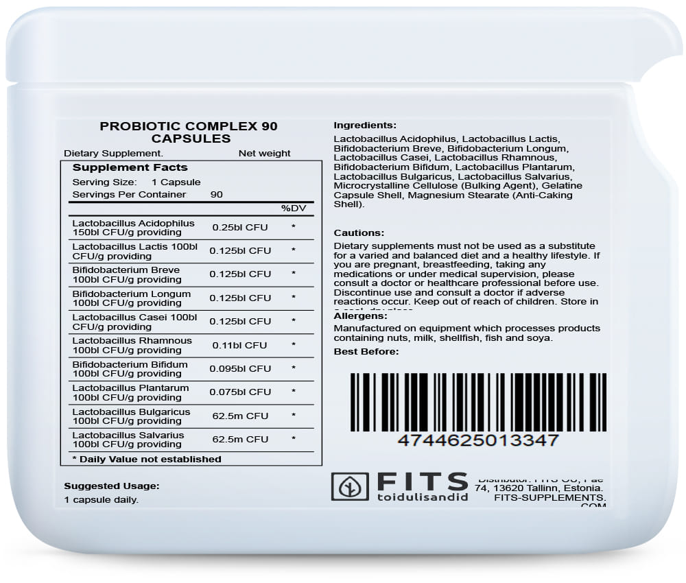 Probiotic Complex 90 capsules - FITS Dietary Supplements