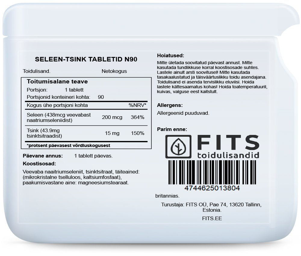 Selenium and Zinc 90 tablets - FITS Dietary Supplements